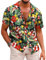 COOFANDY Chemises à Manches Courtes Hommes Funky Hawaïenne Chemise à Fleurs d'Été Imprimé Plage Casual Vacances Party Shirt avec Poche A-Bleu Marine L