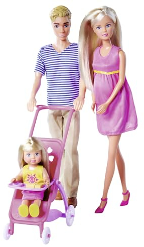 Simba - Steffi Love Famille Heureuse - Kevin, Steffi et Evi en Poussette - 105733673S06