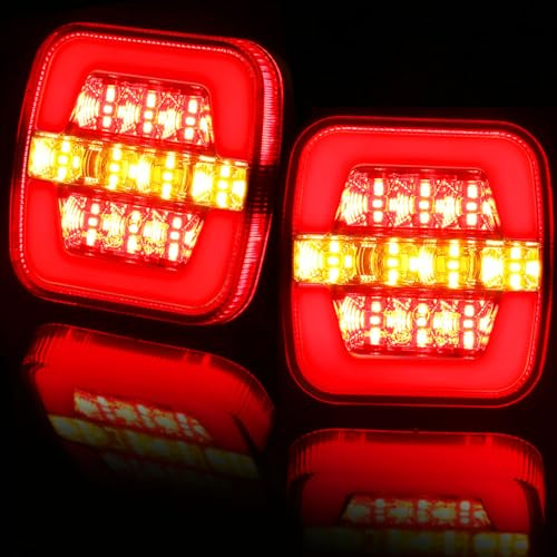 ETUKER 2x Anhänger Rückleuchten Led 3Funktion 12/24V Wasserdicht Anhänger Rücklicht für PKW Traktor Landwirtschaftliches KFZ Caravan