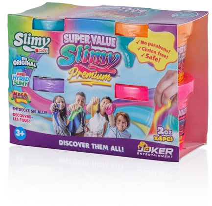Slimy Super Value 4er-Pack - Original Slime Set mit 3 verschiedenen Spielmassen in 9 Farben, maximaler Spielspaß für Kinder mit Schleim und elastischer Spielknete