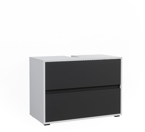 Vicco Waschbeckenunterschrank Maltin, Weiß/Anthrazit/Weiß, 80.2 x 58.2 cm mit Zwei großen Schublade