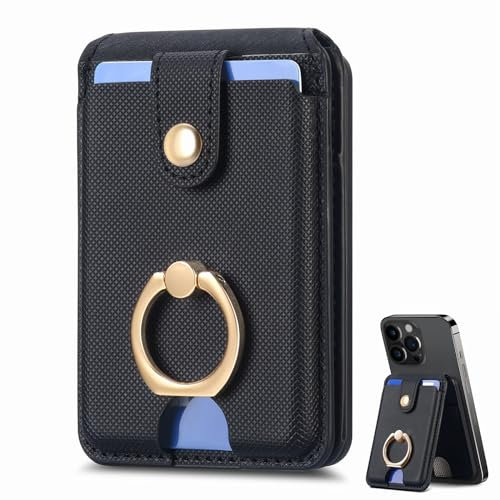 Miawtro Magsafe Wallet, Removable Magsafe Card Holder, Secure Grip Finge with iPhone Wallet Adjustable Stand, Magnetic Wallet for iPhone 16/15/14/13 Series