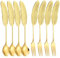 Pleafind 8PCS Coffee Tea Spoons Cake Forks, Stainless Steel Gold Feather Shape Small Dessert Forks Ice Cream Teaspoons Stirring Milk Spoon Gifts for Men, Christmas Birthday Men Gifts, Dishwasher Safe