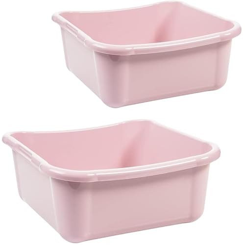 SUSTANIA Waschschüssel Wanne 2er Set - Spülschüssel 12 Liter eckig Spülwanne, Rosa Spülschüsseln aus Stabilem Kunststoff, Rosa, Made in EU