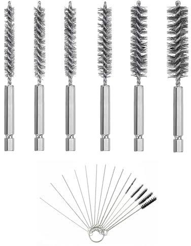 6 Pièces Brosse Metallique a Main, Brosse Metallique pour Perceuse, Brosse à Trous, Brosse de Nettoyage en Acier Inoxydable, Goupillon Inox, Brosse Nettoyage Acier avec 6,35 mm à tige hexagonale
