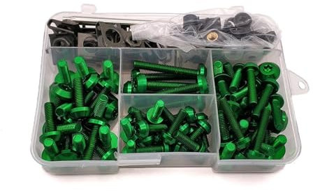 Viti Ergal Moto Per K-awasaki ZX14R Z1000SX Z750 Z1000 Z650 Z900 Z800 Z250 Universale Moto Carenatura Bulloni Dadi Kit Corpo di Fissaggio Pinze vite(Green)