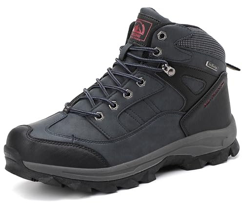 AX BOXING Scarpe Uomo Invernali Stivali Caldo Scarponcini Trekking Antiscivolo Scarpe da Neve Comode Stivaletti Outdoor (Blu, 44 EU)
