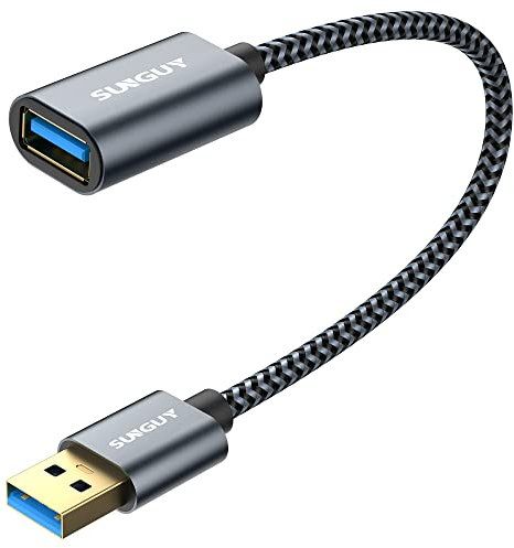 SUNGUY USB 3.0 Verlängerung Kabel [5 Stück 0,3m] Verlängerungskabel 5Gbps Superschnelle USB A Stecker auf A Buchse Verlängerung für Kartenlesegerät,Tastatur, Drucker, Scanner, Kamera