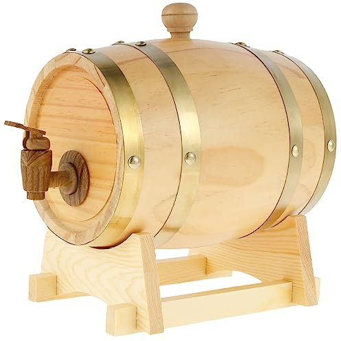NIHUIFDPY Wooden Wine Barrel 1.5L Pine Whiskey Keg Barrel Decanter Sealing Whiskey and Spirits Drinks Holder with Tap Leak Proof Brandy Bucket Wine Storage Holder for Wine Beer Brandy Whiskey Tequila