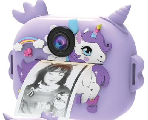 Kinderkamera Sofortbildkamera, Digitalkamera für Kinder mit Druckpapier 32G TF Karte, 2,4 Zoll Bildschirm 1080P Videokamera Kamera Kinder Sofortdruck, Weihnachten Geschenk für Kinder 3-12 Jahren