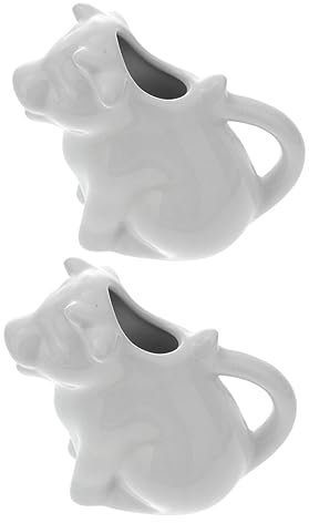 SECFOU 2 Pièces Petit Pot à Lait En Céramique Bec Verseur Bol De Sauce Pichet De Sauce Petit Pichet à Lait Verseur De Vache Pot à Lait De Vache Pot à Lait Et Sucrier Sirop Sucre Blanche