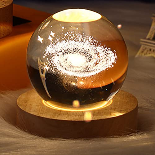 Kristallkugel Nachtlicht, Betende 3D-glaskugel Mit Holzsockel,weihnachtsdeko Glaskugel Lampe, Jesus-Kreuz-moon-planeten, Religiöse Geschenke Für Die Inneneinrichtung (Planet)