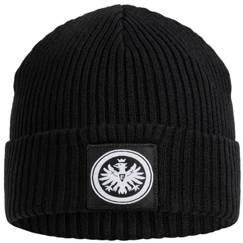 Eintracht Frankfurt Rip Beanie - Logo weiß - Mütze schwarz SGE