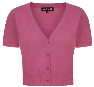MINTLIMIT Summer Cardigan for Women Short Sleeve Button Down Elegant Bolero Jumpers (Korallen rosa XL)