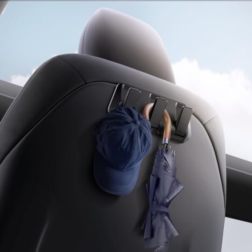 Spigen Tesla Model 3 2021-2023 and Model Y (~2024) Car Seat Hook Holder, Non-Slip & Drop Free Rubber Hanger, Sturdy Rear Clip, Scratch Resistance Silicone Pad, Designed for Tesla Accessories - 2 Pack