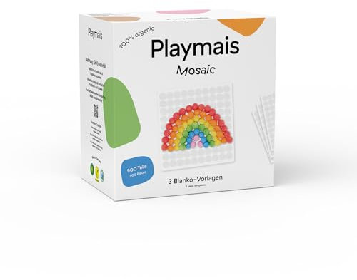 Playmais Mosaic 900 | 900 Teile | Bastelset | natürliches Spielzeug | inkl. Schwämmchen, 3 Blanko-Karten | vegan, verantwortungsvoll & sicher für Kinder & Umwelt | ab 3 Jahren