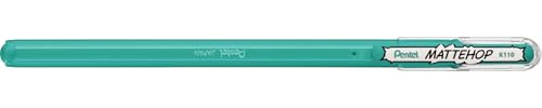 Pentel Mattehop K110V Gelroller mit hochdeckender Tinte in mattem Finish, 1.0 mm, türkisblau (1 Stück)
