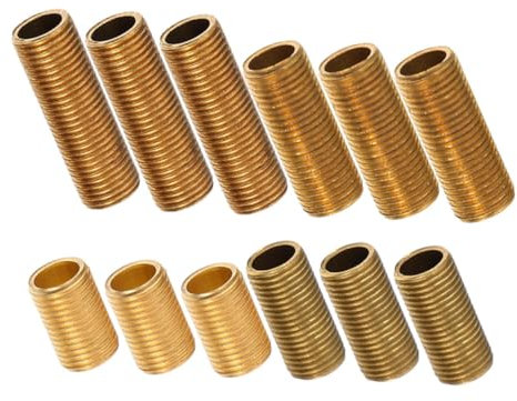 HOMSFOU 12 Stück Gewindestange gewindebolzen Lampen Rohr Hohles Gewinderohr Beleuchtungsrohrverbinder Lampenteile Rohradapter aus Messing Schließen Sie das Nippelrohr aus Messing