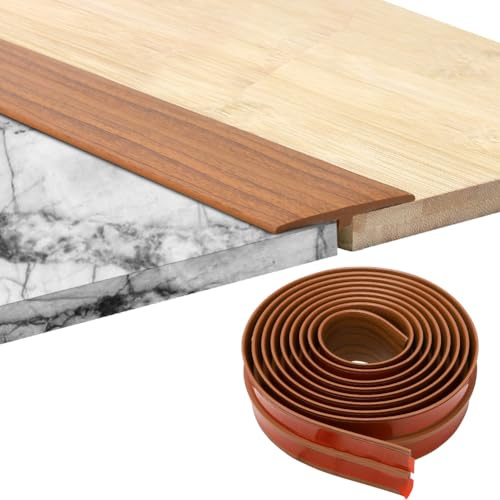 Übergangsprofil, T Profil Übergangsleiste Bodenleiste Selbstklebender,Türschwellen Leiste Spaltabdeckung Trennleiste für Türschwellen und Verbindungsböden von Laminatdielenfliesen (3mx5cm Nussbaum)