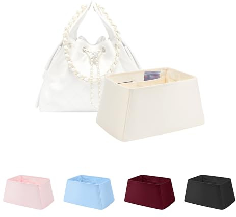 Satin-Geldbörsen-Organizer für Chanel 25 Taschen, klein, Craie