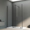 Walkin Dusche 140x185cm Walk in Duschwand mit Schiebetür 6mm ESG Sicherheitsglas Duschkaine Duschtür Schiebetür Duschabtrennung Duschtrennwand Echtglas-Dusche, Links und Rechts montierbar, Schwarz