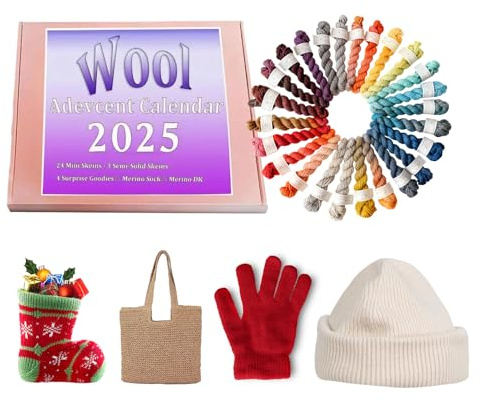 SVCEQZE Wolle Adventskalender 2025, 24 Tage Weihnachts-Countdown