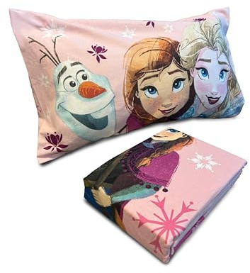 hermet Set Lenzuola 1 Piazza In Flanella Frozen, 100% Cotone, Set 3 Pezzi, Lenzuolo + Sotto con Angoli + Federa, Singolo
