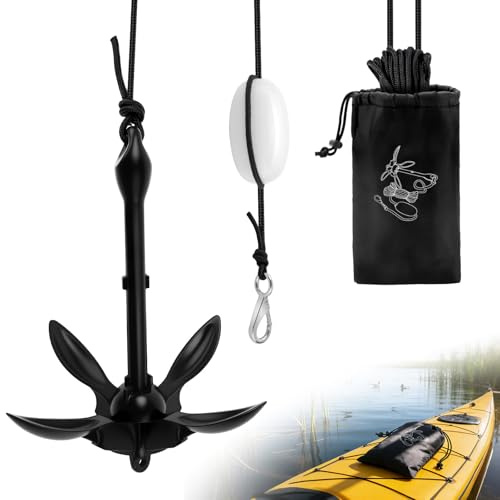 Avutrel Boat Anchor 1.59 kg, Folding Anchor Set with 10 m Anchor Lead, for Inflatable Boat, Boat, SUP, Paddle
