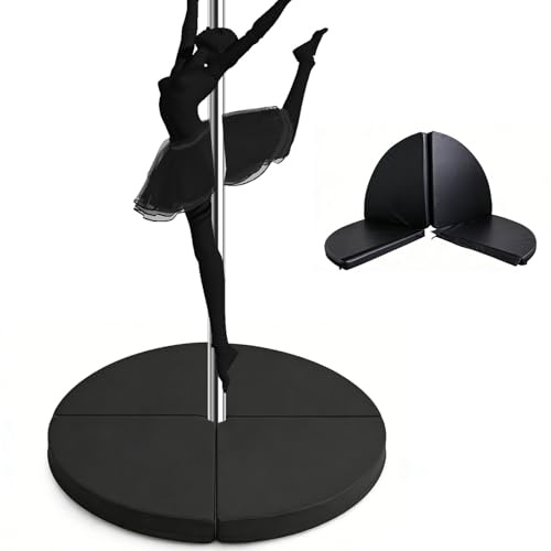 120 x 3 cm Schwarz Rund Stangentanz Schutzmatte | Tanzstangenmatte Faltbar, Mehrere Größen Pole Dance Matte für Fitnessstudio Zuhause
