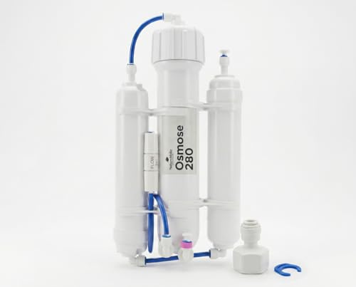 NatureHolic Umkehrosmoseanlage 280 - Aquarium Osmoseanlage 280 Liter/Tag inkl. Anschluss Kit & 10 m Osmoseschlauch - Dusche (1/2')