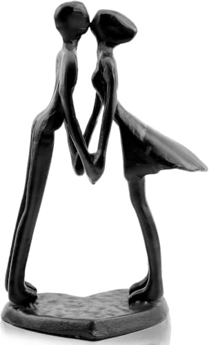 Lovin Product Estatua Pareja 15cm Hierro Fundido, Figurilla Besándose | Decoración Abstracta en Metal, Regalo Aniversario, Boda para Parejas, Adorno Hogar, Oficina, Repiisa