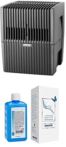 Venta LW15 Original Luftbefeuchter, für Räume bis 25 qm, anthrazit/metallic + Hygienemittel 500 ml