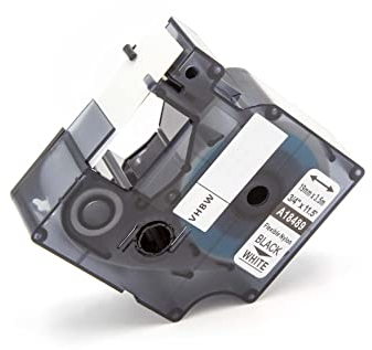 vhbw Schriftband-Kassette kompatibel mit Dymo Rhino 6000, 5000, 5200, 4200, 3000, 1000 Etiketten-Drucker 3,5m x 19mm Schwarz auf Weiß, Nylon
