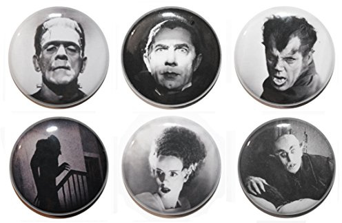 Button Zombie SIX Mini Classic Horror Film Fridge Magnets (25mm) MADE IN UK (32mm/3.2cm/1.25 Inch)