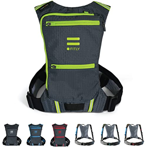 FITLY Minimalistischer Laufrucksack | Unisex Mit Handyhalterung, Brustgurt | Persönliche Dinge Beim Laufen Mitführen | Laufausrüstung für Männer/Frauen | Leicht Mit Wasser
