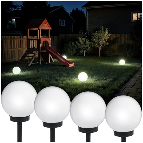 Green Blue Solar LED Light Garden Freestanding Lamp Ball Round White Multicolor (White 4 pcs - 30cm)