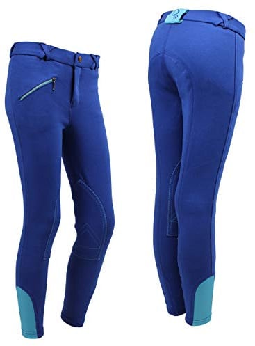 Equipride - Pantaloni da equitazione per bambini, modello Jodhpur/pantaloni, 6 combinazioni di colori a due tonalità