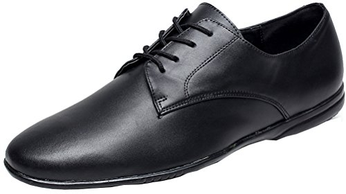 CFP JJ-9018 Herren Jazz Tango Cha-Cha-Cha-Cha-Cha-Cha-Schuhe aus Leder mit flachem Absatz, Schwarz - Schwarz - Größe: 41.5 EU