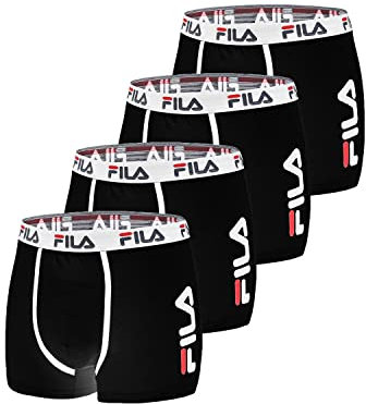 FILA Calzoncillos Hombre Boxer Algodón, Ropa Interior Hombre, Libertad de Movimiento, Cómodo (Lote de 4)