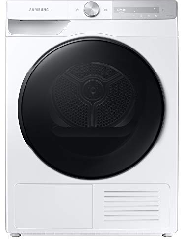 Samsung Asciugatrice AI Control Quickdry DV90T7240BH/S3, 9 Kg, Pompa di Calore, Classe A+++, Wifi, Oblò reversibile, Carica Frontale, 60l x 85h x 60p cm