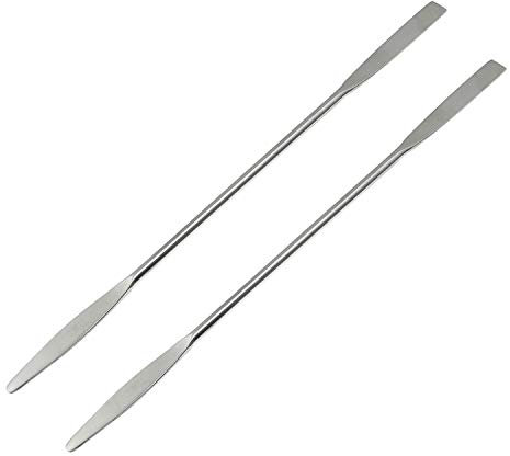 Maxmoral Stainless Steel Lab Semi-Micro Shovel Spatula, Double-Ended, Tapered Arrow & Flat Ends, 50 mm x 9 mm, 2-Pack