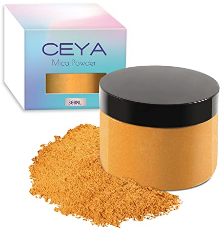 Ceya Mica Powder, 5.3oz/ 150g Gold Pearlescent Effect Colorant Pigment Powder for Epoxy Resin, Tumblers, Slime Bath Bomb, Soap Dye, Slime, Candle Making, Resin Crafting, Paint, Jewelry, Nail Polish