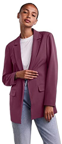 PIECES Damen Pcbozzy Ls Loose Blazer Noos Bc Klassischer Blazer, Grape Wine,L