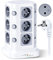 KOOSLA 12 Prises 2P+T de Type-E (France) Tour Multiprise avec 6 Ports USB(4000W/16A), Multiprise Electrique parafoudre et surtension, 3 Interrupteur Individuel, 2M Câble, Blanc