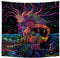 Roninkier Wandteppich Anime Psychedelic-Fluoreszierend Tapisserie - Schwarz UV Wandtücher Gothic Wandbehang Aesthetic Wanddekoration Abstrakte Kunst Wandtuch für Schlafzimmer,95x73cm
