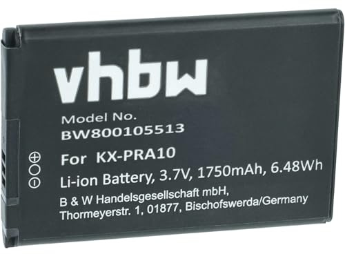vhbw Akku kompatibel mit Panasonic KX-PRX150GW | KX-PRXA10, KX-PRXA10EXW schnurlos Festnetz Telefon (1750mAh, 3,7V, Li-Ion)