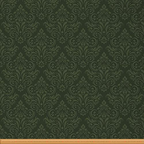 Boho Damast Möbelstoff Europäisches Muster Blumenstoff Meterware Barock Stil Antik Ornament Dekostoff für Zuhause DIY Projekte Draussen Stoff Grün 276 x 150 (HxB)