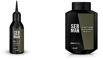 SEB MAN THE HERO – remodellierbares Haargel mit starkem Halt bis zu 24h – Styling Gel mit glänz & THE MULTITASKER – 3-in-1 Shampoo, Bartshampoo & Duschgel – für alle Haartypen – mit