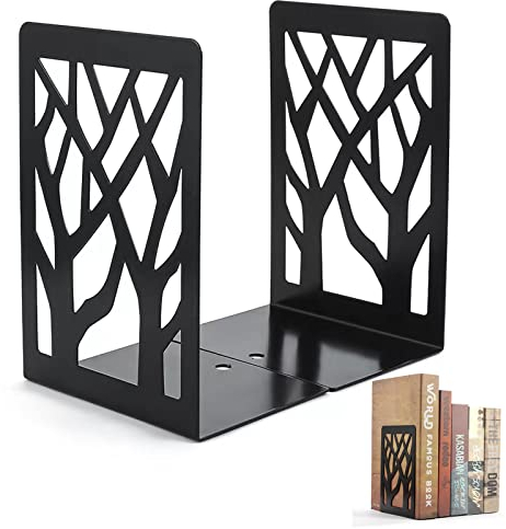 1 Paires Bookends, Serre-Livre en Métal pour Livres Cale Livre et CDs Anti-Dérapant pour Bureau, Ecole et Maison, Séparateurs de Livres, CD, Porte-Dossier (Noir)