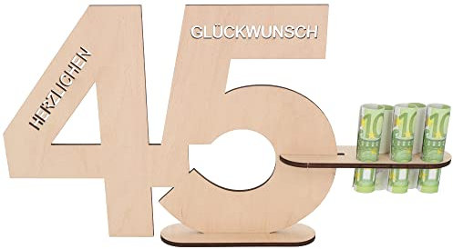 Spruchreif | XL- Gästebuch aus Holz | Holz Schild Gästebuch | Deko Zahlen 45 | Extra große Jahreszahlen | Geschenkidee zum 45.Geburtstag | Geburtstag | Jubiläum | Geschenk Mann Frau